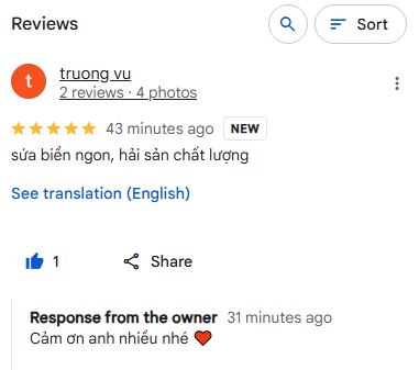 Khách hàng phản hồi tích cực về sứa mai dung